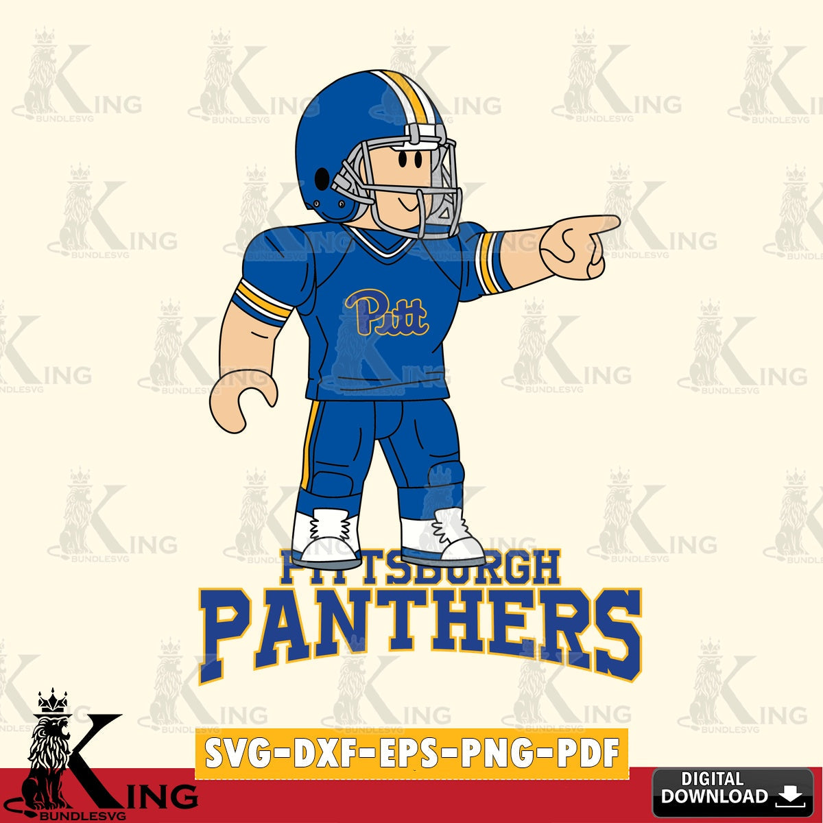 Pittsburgh Panthers Roblox Player Football SVG file , NCAA Cricut, File cut , Digital Download , PDF File