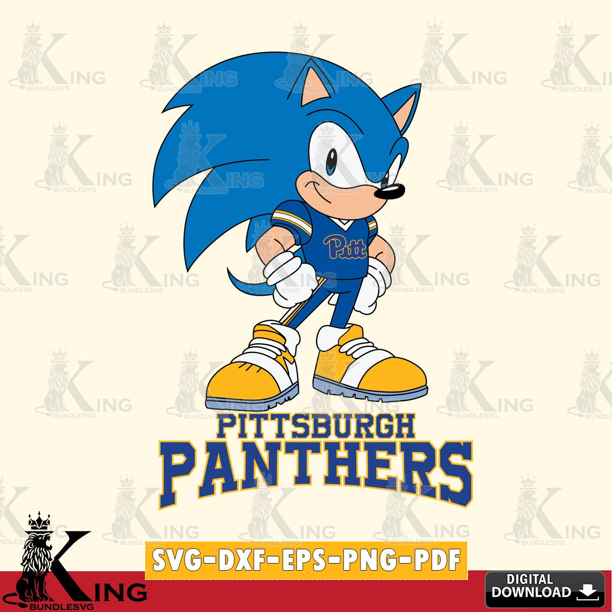 Pittsburgh Panthers Sonic Football Star Mascot SVG file, Vector , Digital Download , PDF File , Instant Download