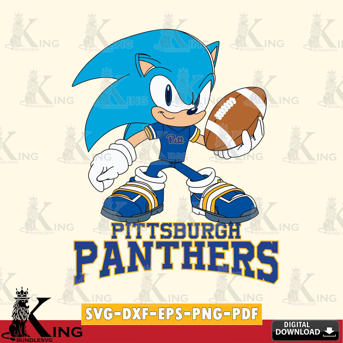 Detailed illustration of Pittsburgh Panthers Sonic Rugby digital clipart compatible with laser engraving and cutting
