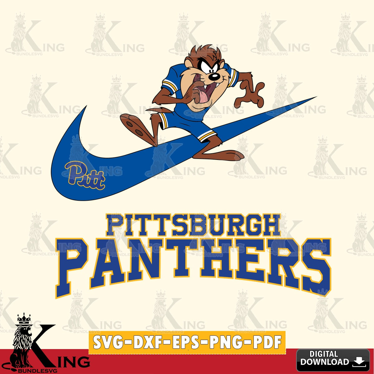 Pittsburgh Panthers Taz Football Nike SVG file, Cut file , Digital Download , Instant Download, Taz svg, NCAA svg
