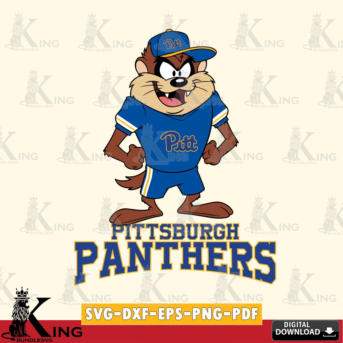 Pittsburgh Panthers Taz Standing Pose SVG file, Cut file , Digital Download , Instant Download, Taz svg, NCAA svg