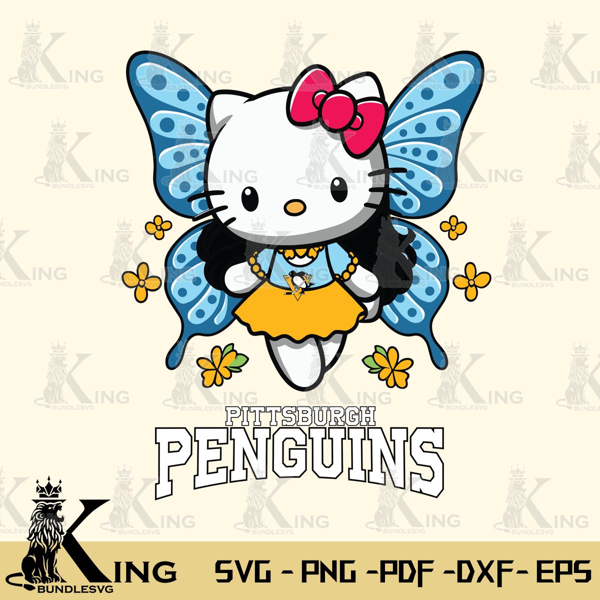Pittsburgh Penguins Butterfly Kitty Charm Svg Eps Dxf Png File, Digital Download