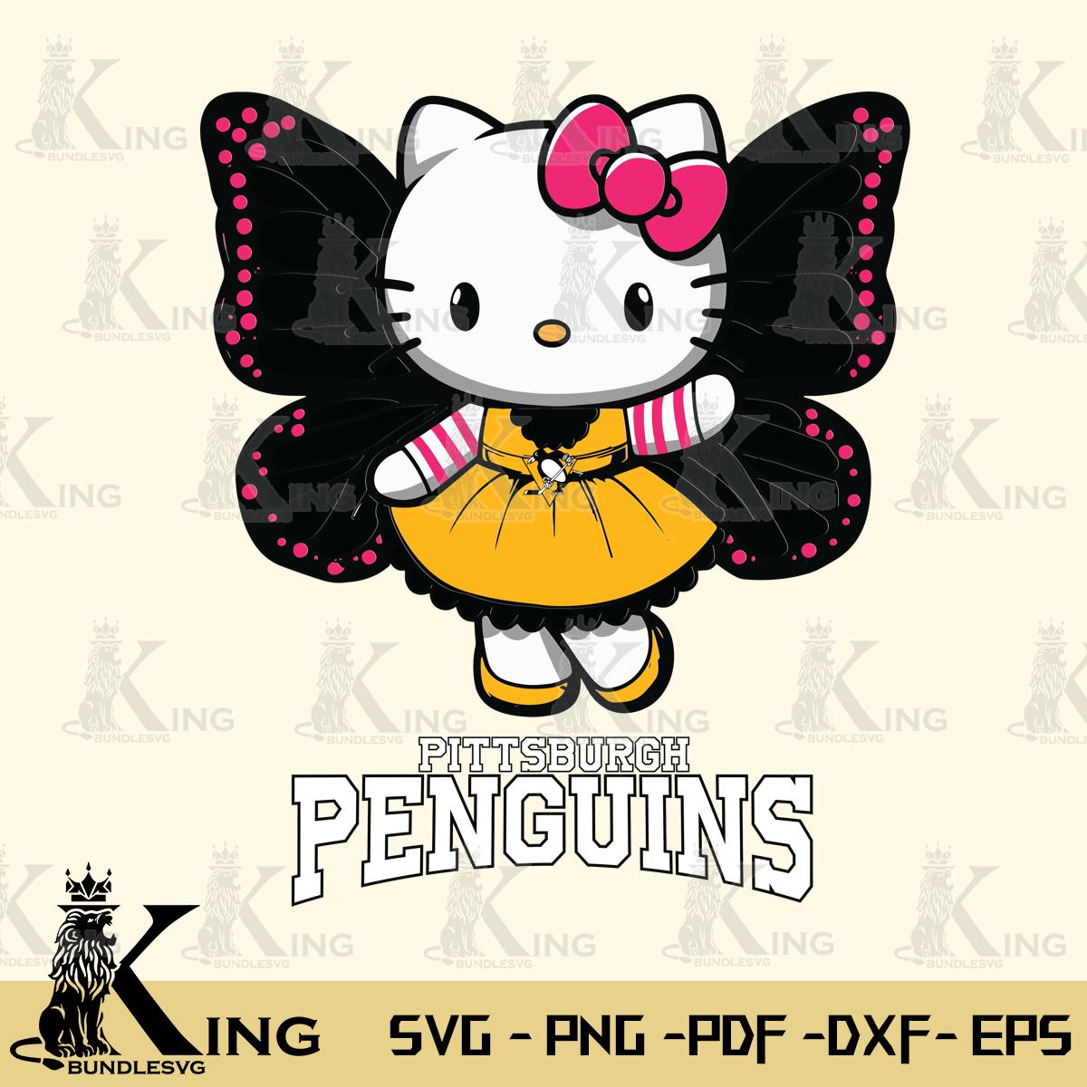 Pittsburgh Penguins Whimsical Kitty Wings Svg Eps Dxf Png File, Digital Download