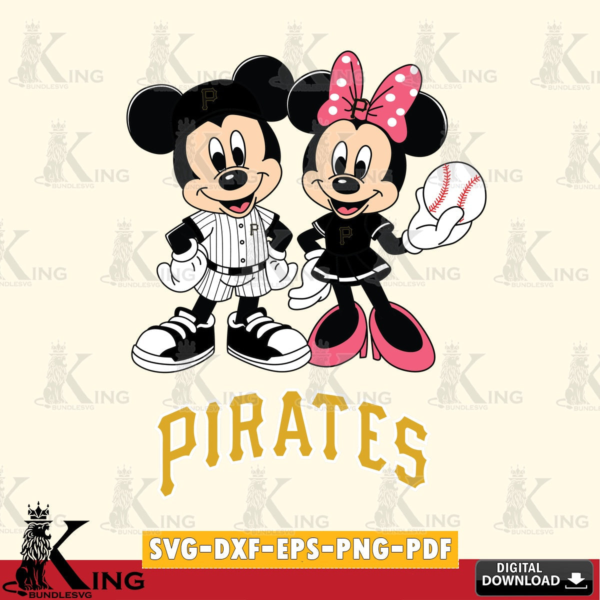 Pittsburgh Pirates Baseball Mickey Minnie Mouse SVG file , For Cricut, File cut , Digital Download , PDF File, Cut Files