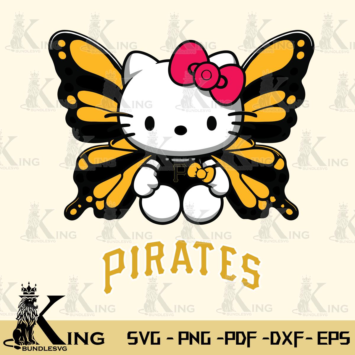 Pittsburgh Pirates Butterfly Kitty Delight Svg Eps Dxf Png File, Digital Download