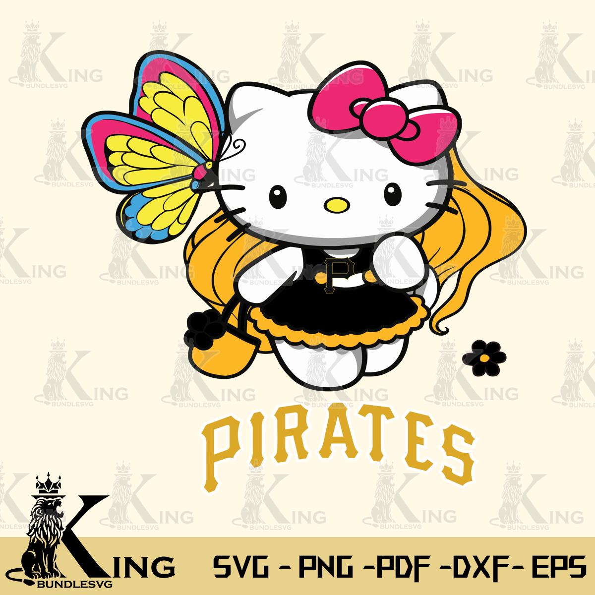 Pittsburgh Pirates Kitty Wings & Flowers Svg Eps Dxf Png File, Digital Download