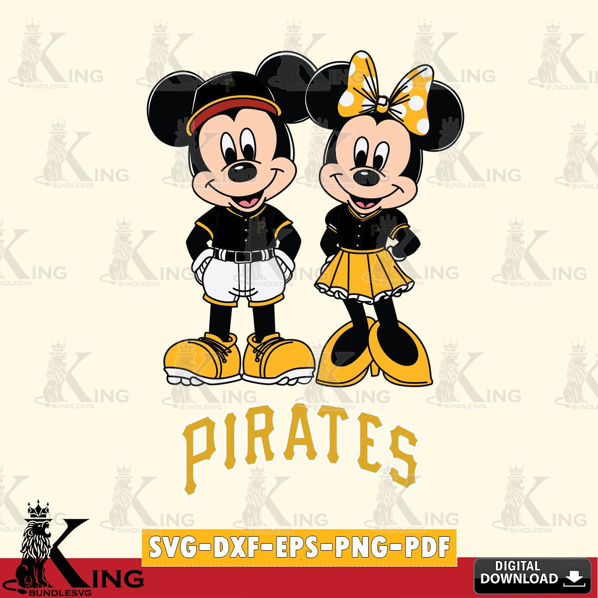 Pittsburgh Pirates Mickey Minnie Mouse Baseball SVG file , For Cricut, File cut , Digital Download , PDF File, Cut Files