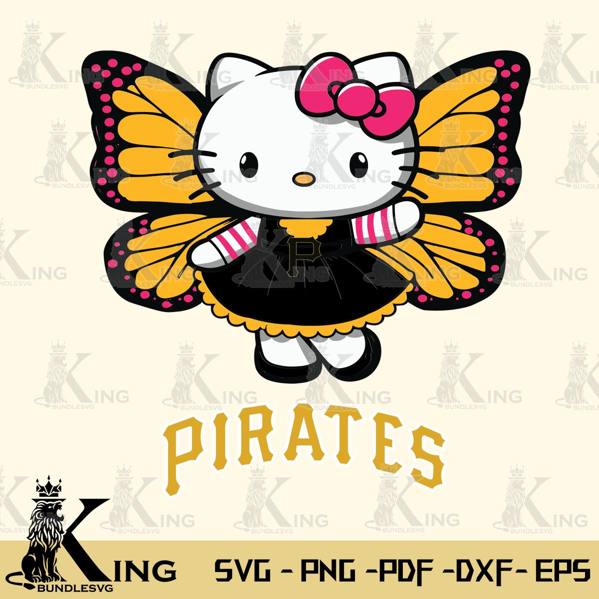 Pittsburgh Pirates Whimsical Kitty Wings Svg Eps Dxf Png File, Digital Download