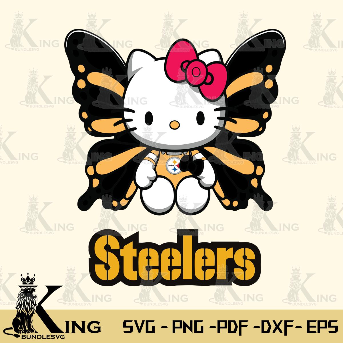 Pittsburgh Steelers Butterfly Kitty Delight Svg Eps Dxf Png File, Digital Download