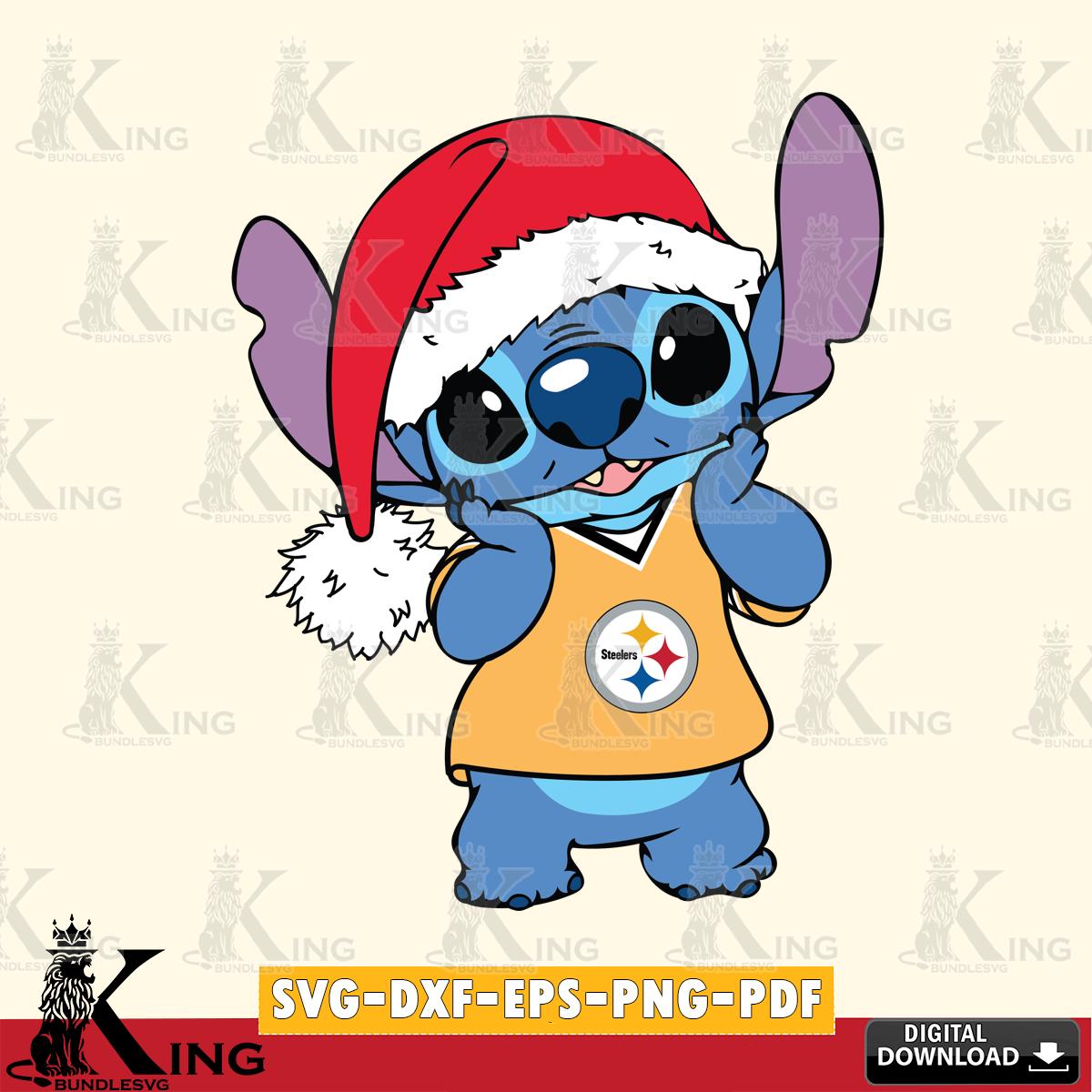 Pittsburgh Steelers Cute Stitch Christmas SVG, NFL for Cricut, Silhouette, Digital Download , file cut
