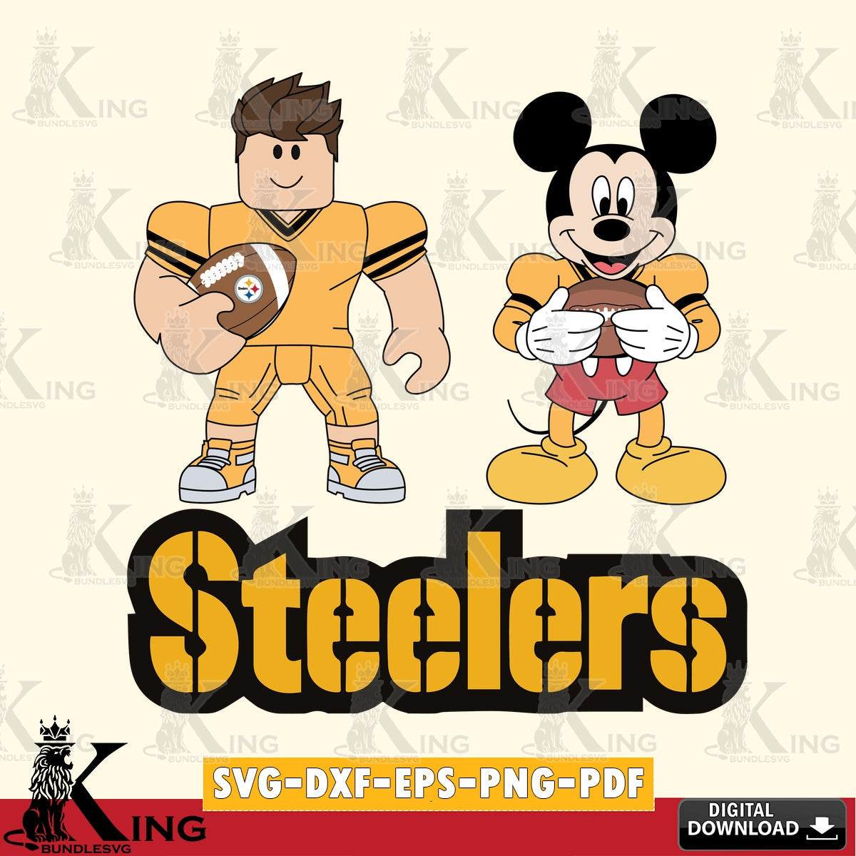 Pittsburgh Steelers Roblox & Mickey Football SVG file , Cricut, NFL File cut , Digital Download , PDF File