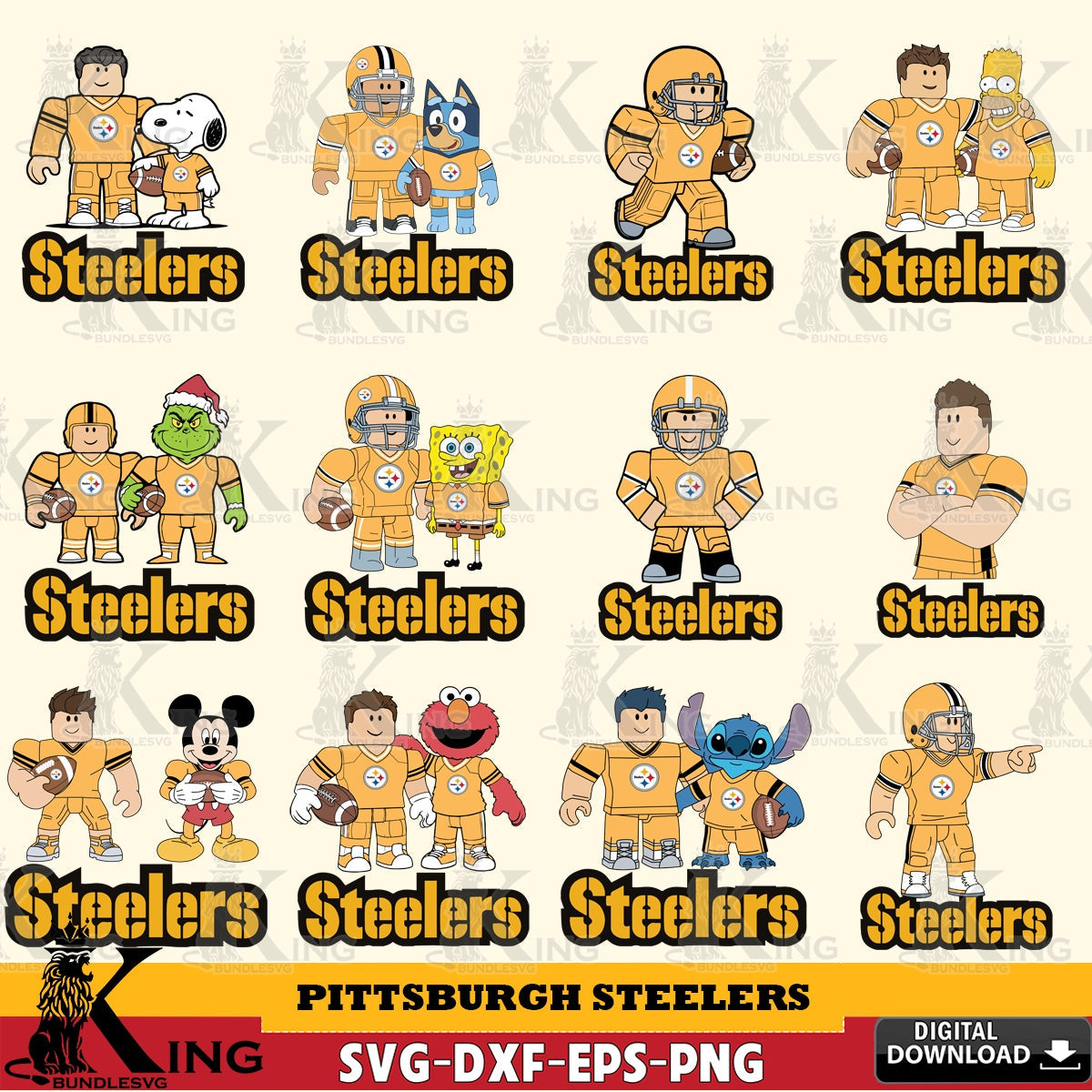 Pittsburgh Steelers Roblox With Friends football NFL Bundle SVG file , Cricut, NFL File cut , Digital Download , PDF File