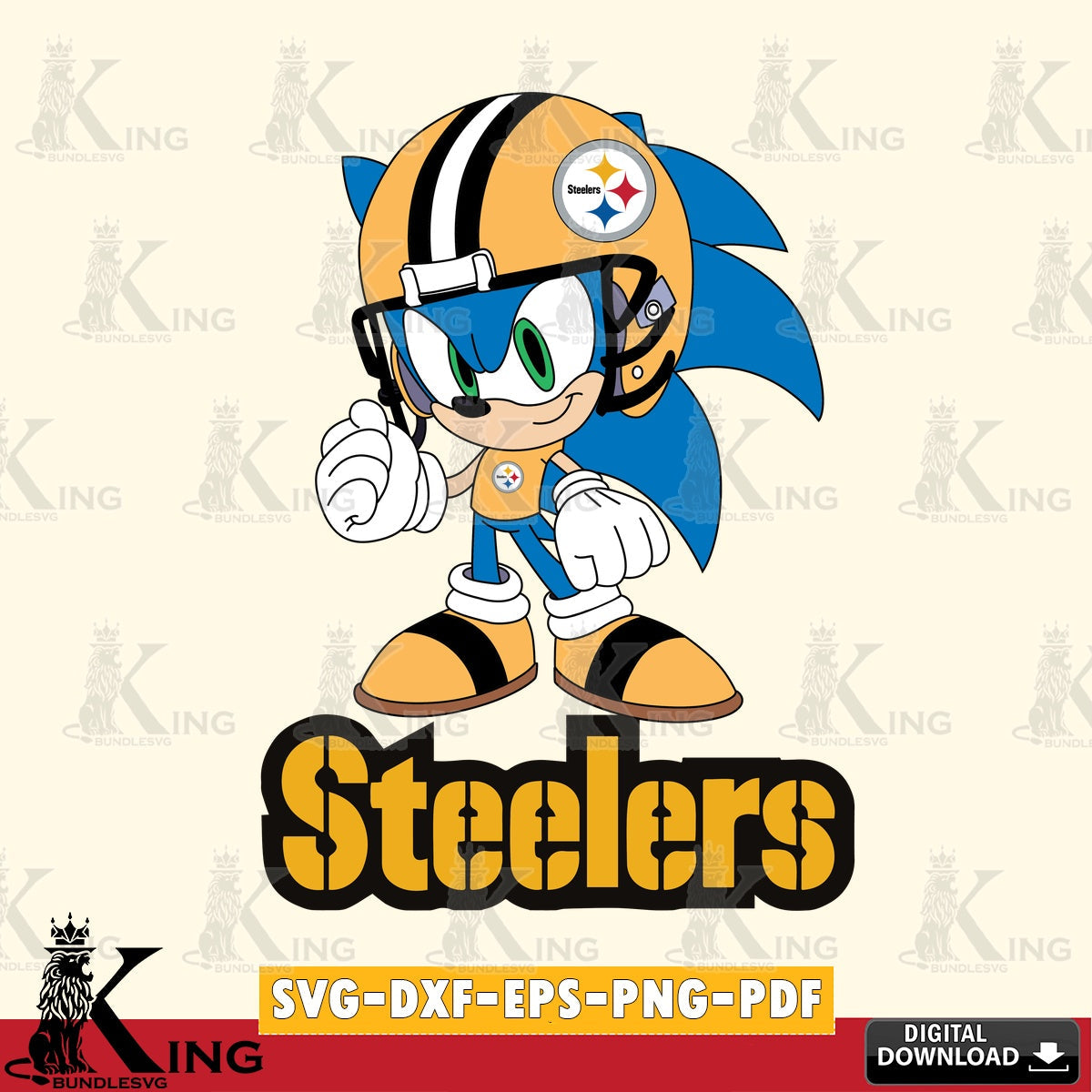 Pittsburgh Steelers Sonic Football Mascot SVG file, Vector , Digital Download , PDF File , Instant Download