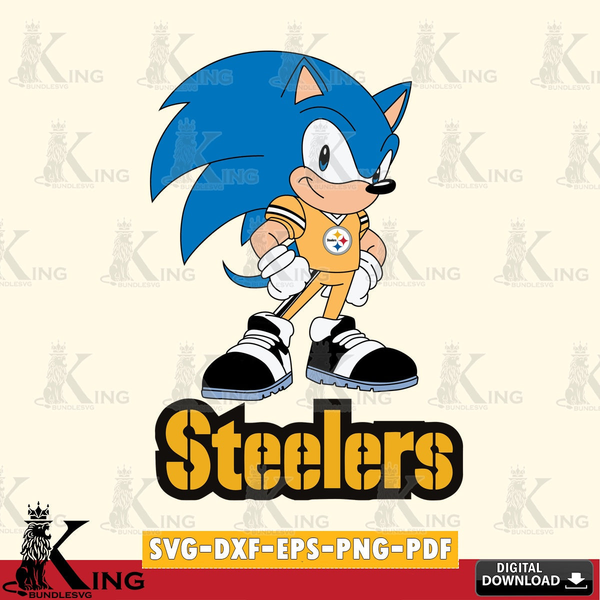Eye-catching graphic of a Pittsburgh Steelers Sonic Football Star Mascot PNG clipart for sublimation printing and graphic design