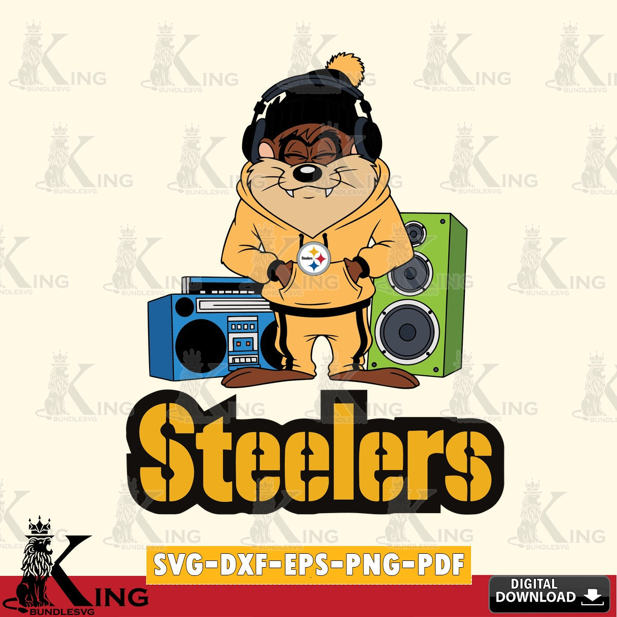 Pittsburgh Steelers Taz Hip Hop Cut file , Digital Download , Instant Download, Looney Tunes svg, Football svg