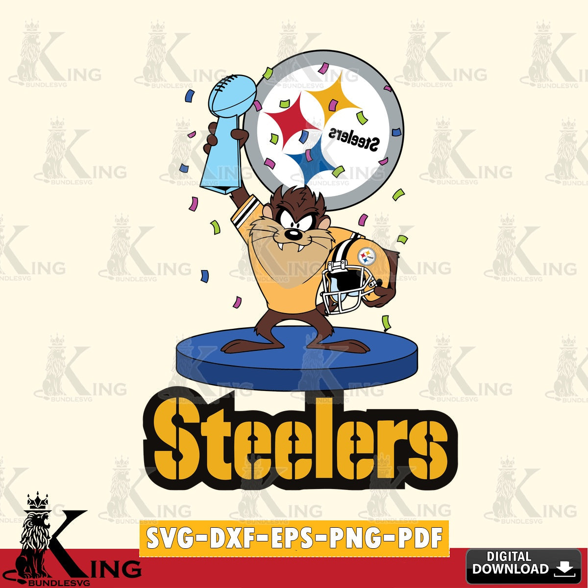 Pittsburgh Steelers Taz Trophy Podium Cut file , Digital Download , Instant Download, Looney Tunes svg, Football svg
