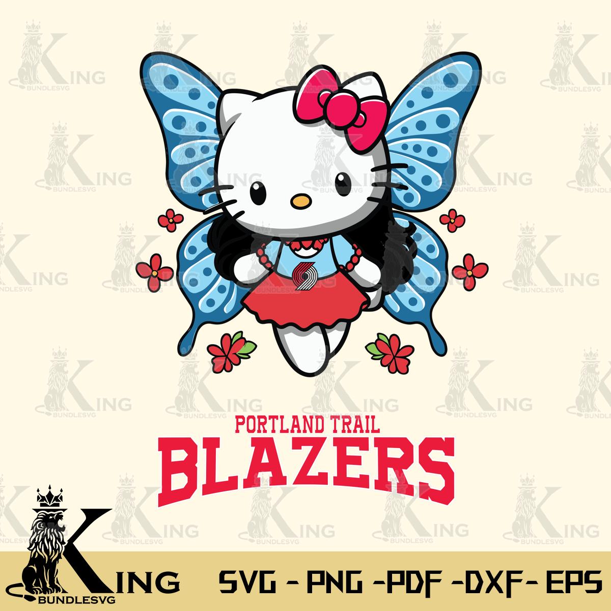 Portland Trail Blazers Butterfly Kitty Charm Svg Eps Dxf Png File, Digital Download