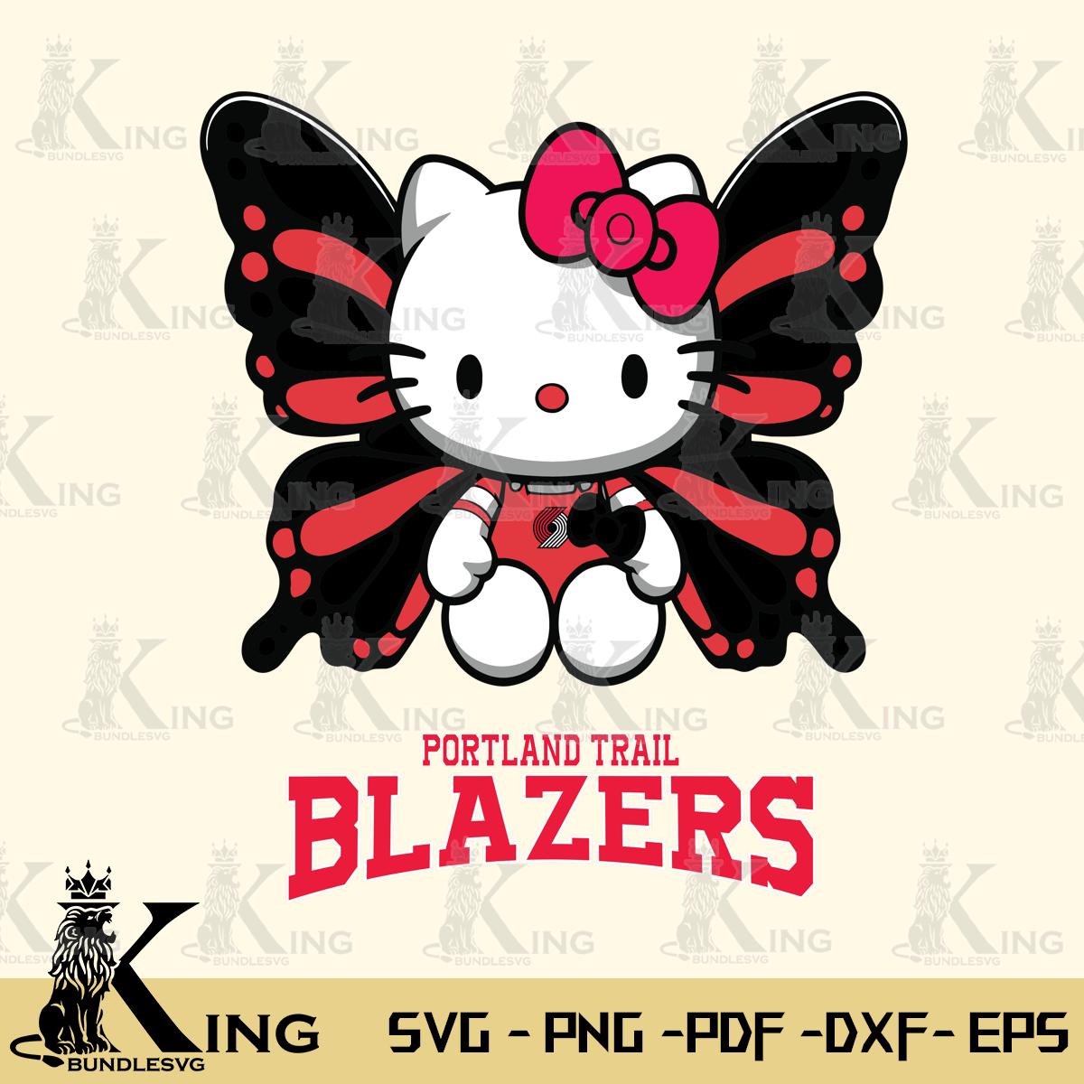 Portland Trail Blazers Butterfly Kitty Delight Svg Eps Dxf Png File, Digital Download