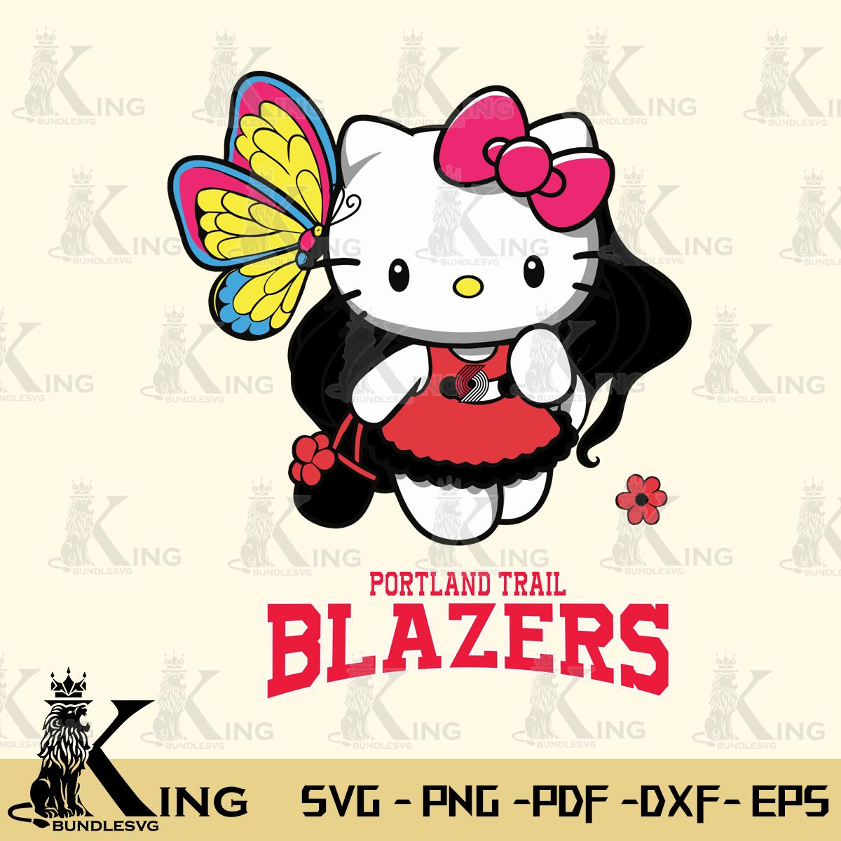 Portland Trail Blazers Kitty Cartoon Svg Eps Dxf Png File, Digital Download