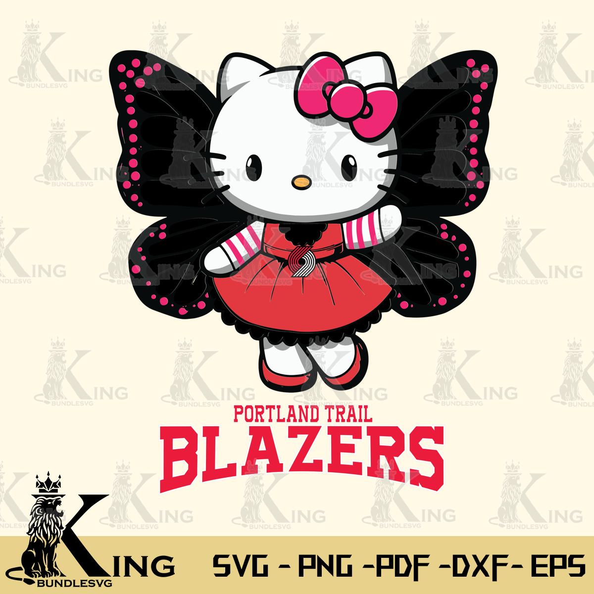Portland Trail Blazers Whimsical Kitty Wings Svg Eps Dxf Png File, Digital Download