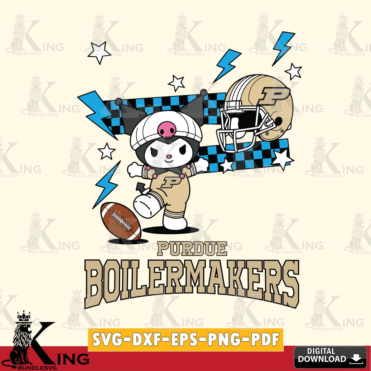 Purdue Boilermakers Kuromi Game Day SVG file, Cricut, Cut file , Digital Download , Instant Download, Sanrio svg, Clipart