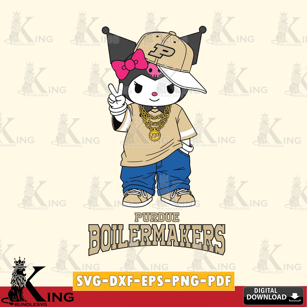 Purdue Boilermakers Kuromi Streetwear Style SVG file, Cricut, Cut file , Digital Download , Instant Download, Sanrio svg, Clipart