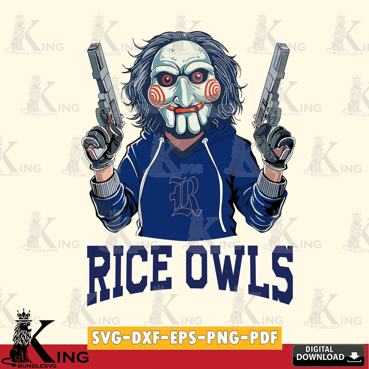 Detailed illustration of Rice Owls Jigsaw Billy Football, a versatile clip art for stickers, decals, and mugs