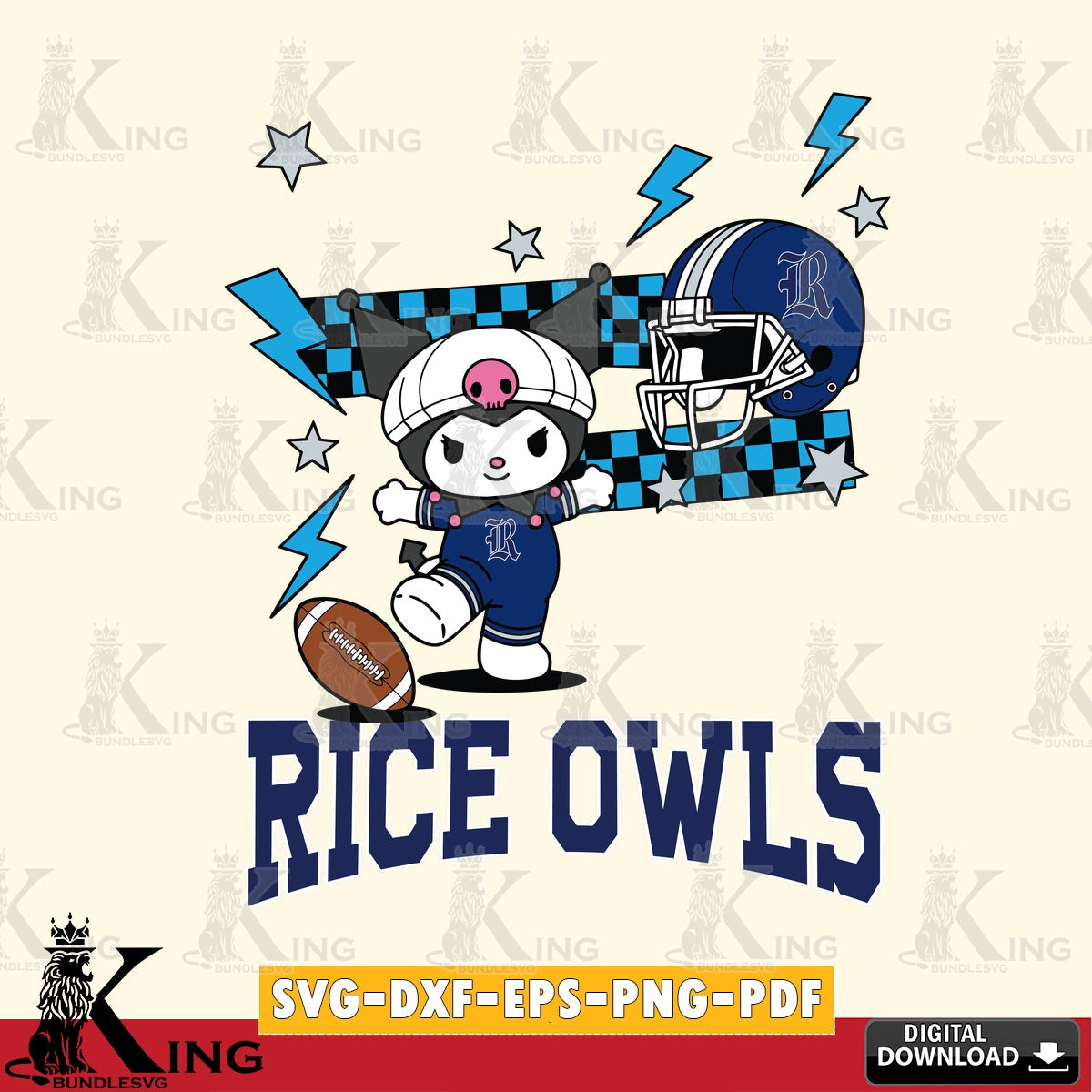 Rice Owls Kuromi Game Day SVG file, Cricut, Cut file , Digital Download , Instant Download, Sanrio svg, Clipart