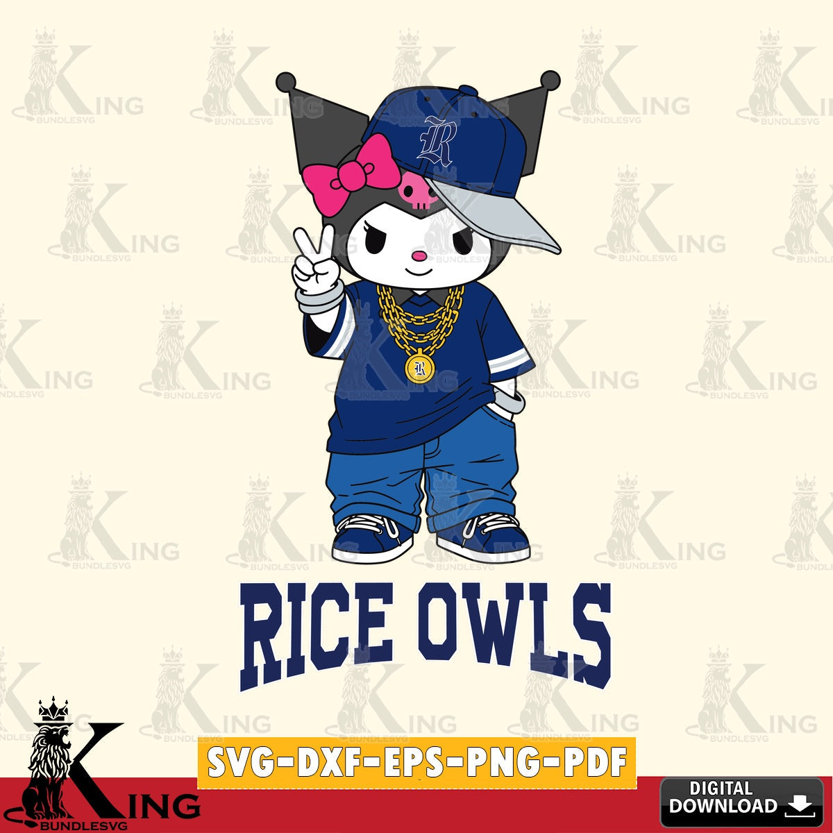 Rice Owls Kuromi Streetwear Style SVG file, Cricut, Cut file , Digital Download , Instant Download, Sanrio svg, Clipart