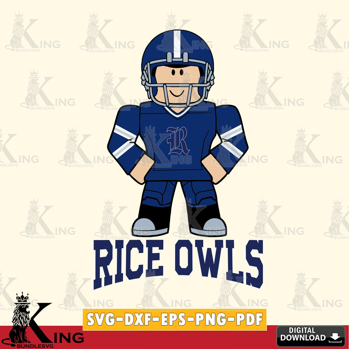 Rice Owls Roblox Cool Football SVG file , NCAA Cricut, File cut , Digital Download , PDF File