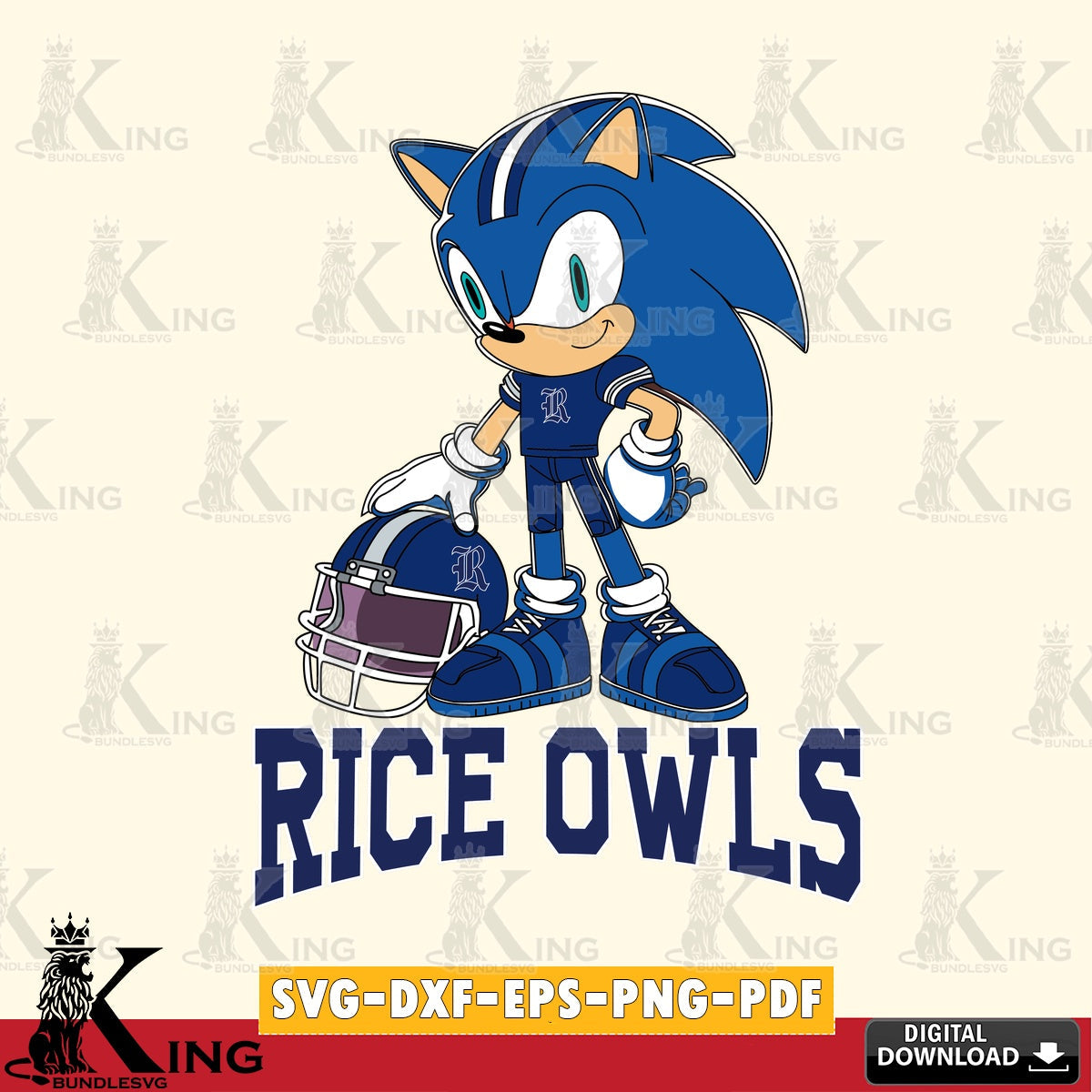 Rice Owls Sonic Player Football SVG file, Vector , Digital Download , PDF File , Instant Download