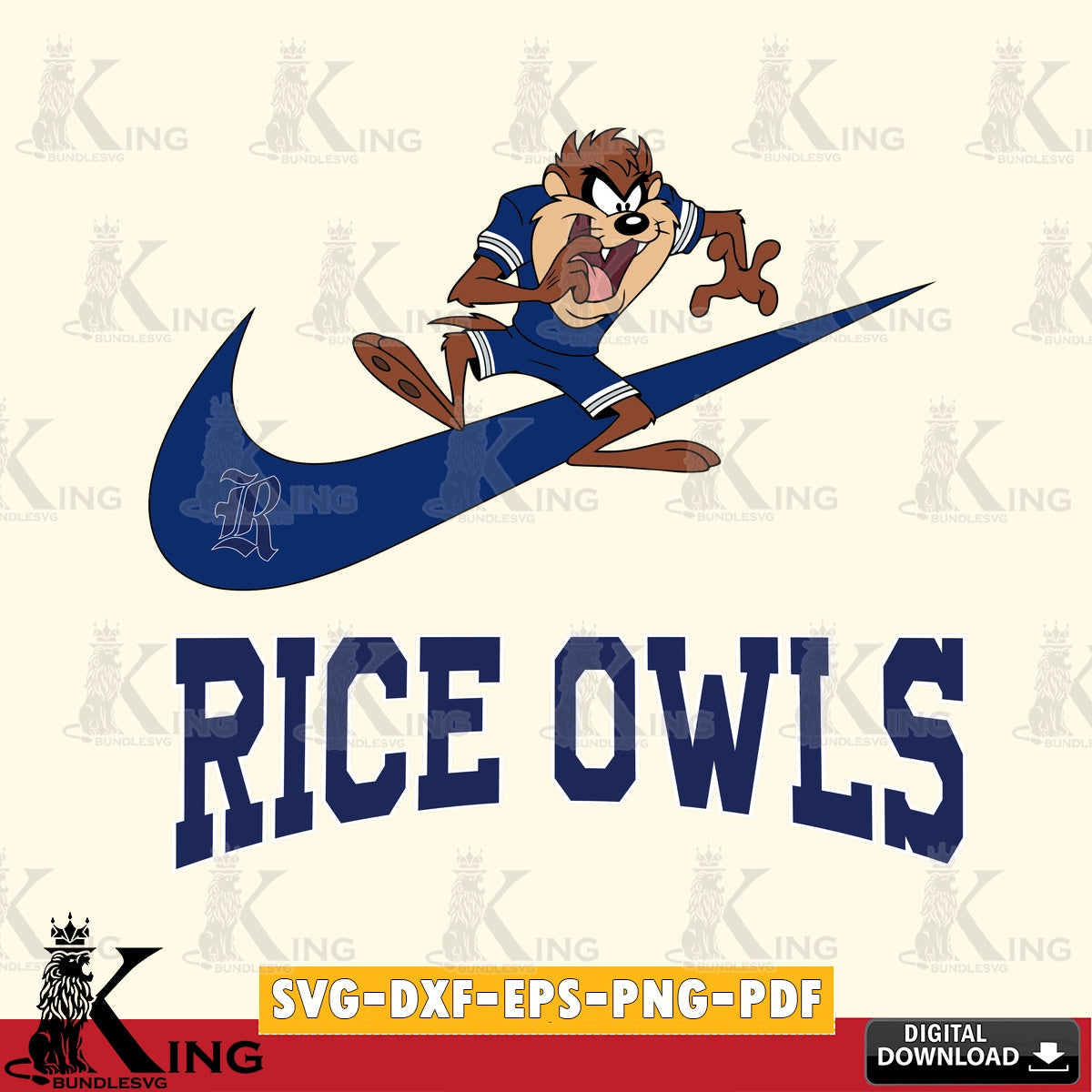 Rice Owls Taz Football Nike SVG file, Cut file , Digital Download , Instant Download, Taz svg, NCAA svg