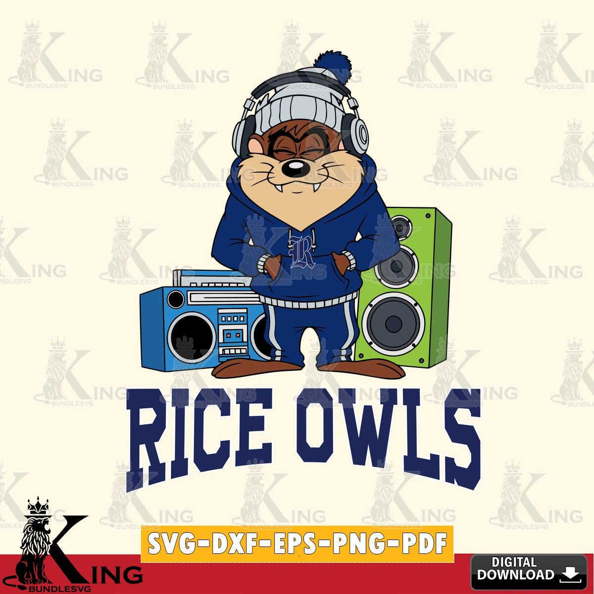Rice Owls Taz Hip Hop SVG file, Cut file , Digital Download , Instant Download, Taz svg, NCAA svg