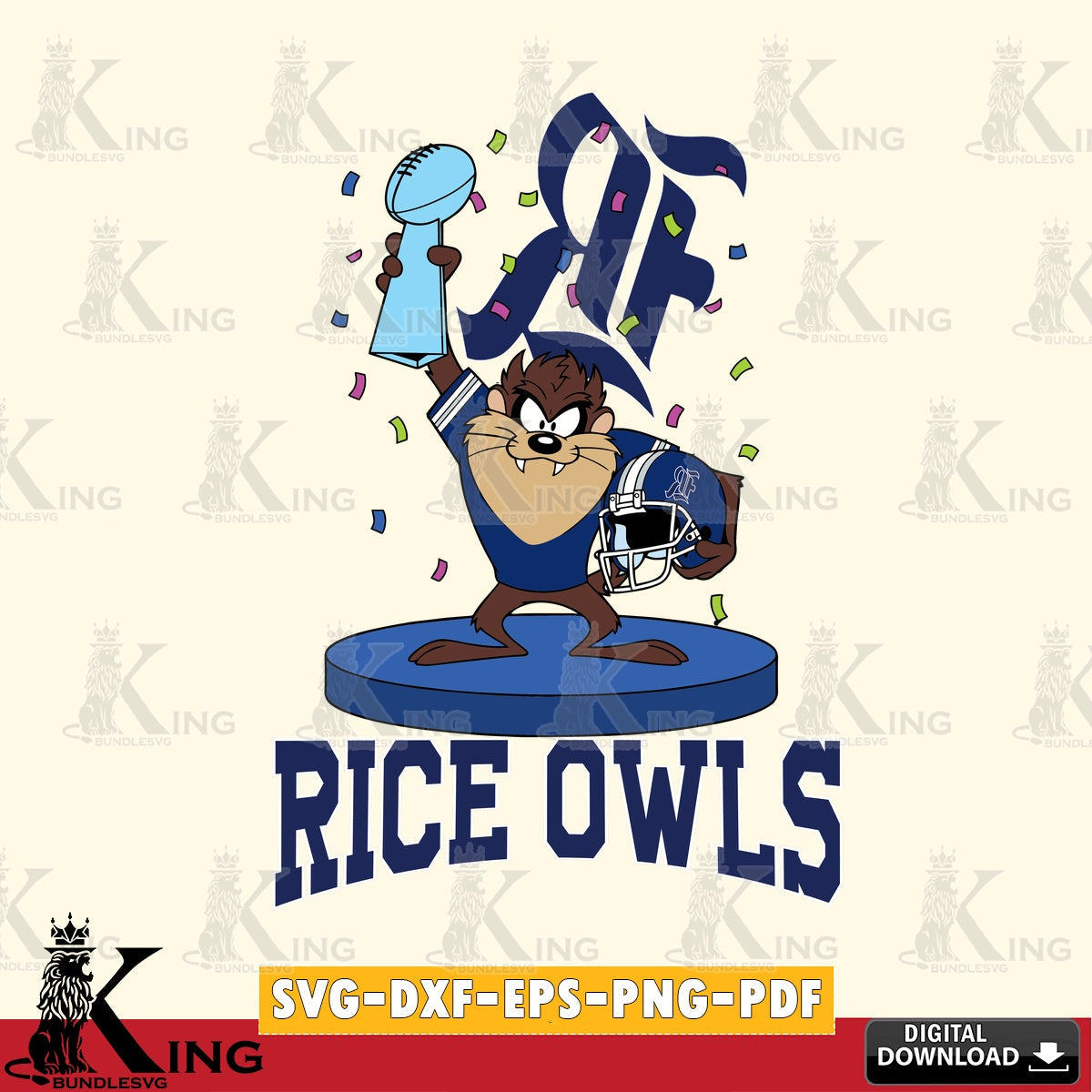 Rice Owls Taz Trophy Podium SVG file, Cut file , Digital Download , Instant Download, Taz svg, NCAA svg