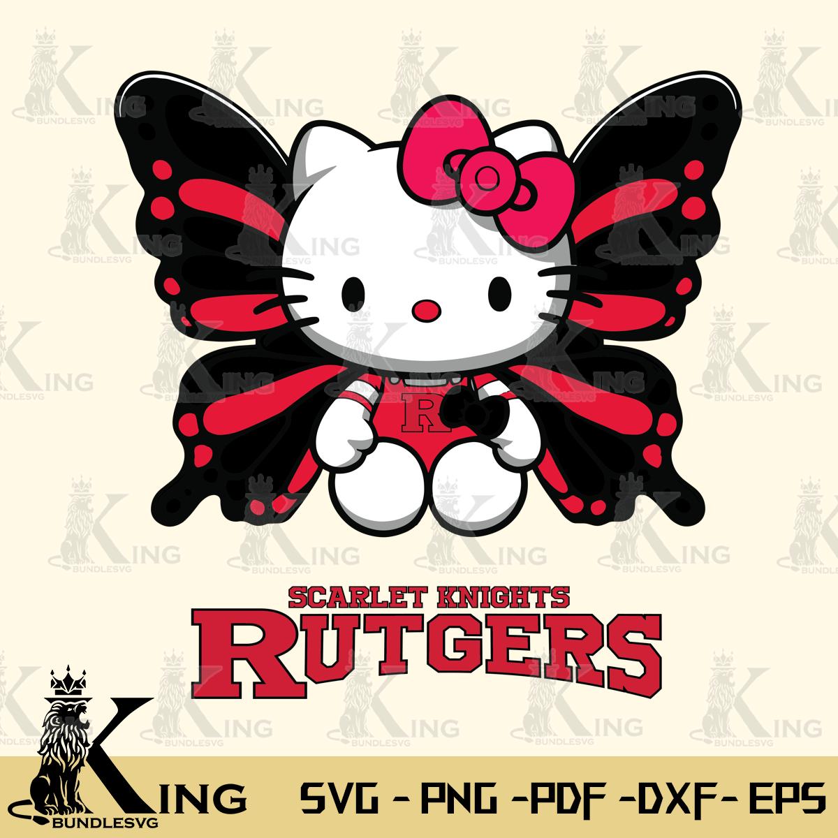 Rutgers Scarlet Knights Butterfly Kitty Delight Svg Eps Dxf Png File, Digital Download