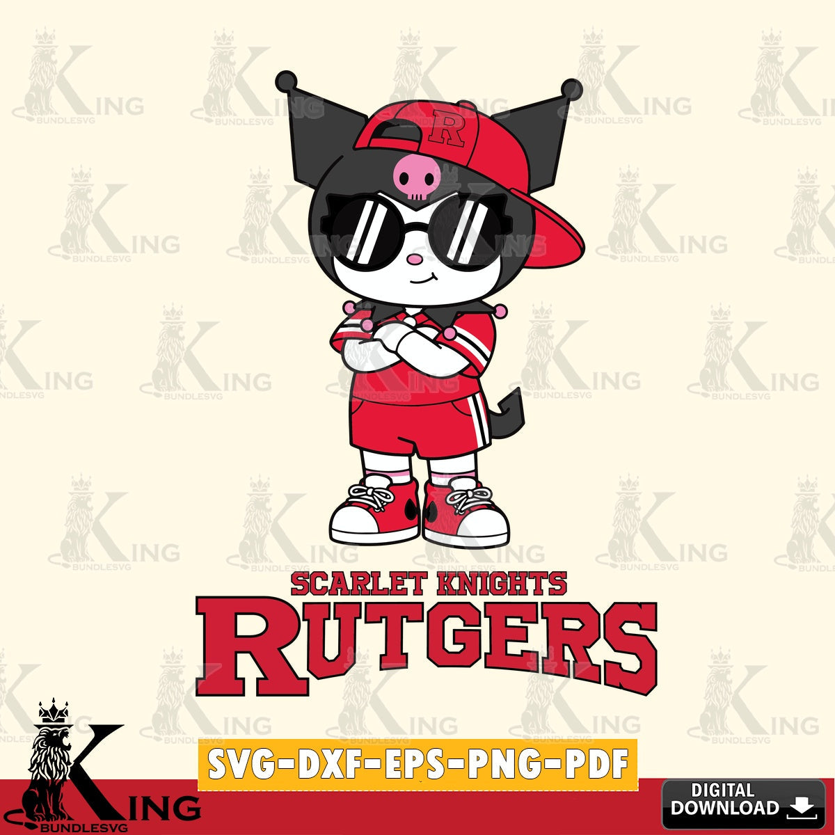 Rutgers Scarlet Knights Kuromi Football Jersey SVG file, Cricut, Cut file , Digital Download , Instant Download, Sanrio svg, Clipart