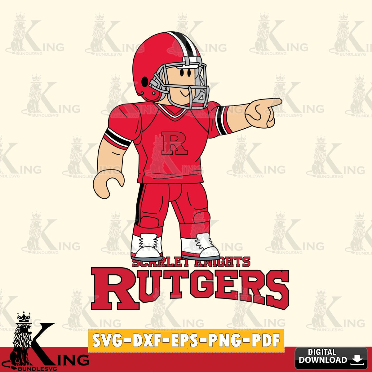 Rutgers Scarlet Knights Roblox Player Football SVG file , NCAA Cricut, File cut , Digital Download , PDF File
