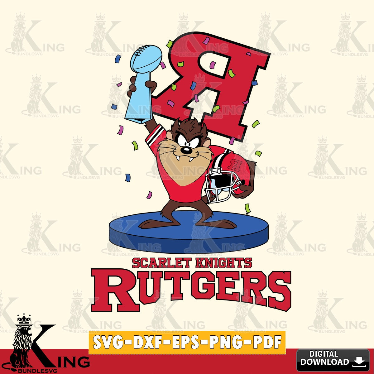 Rutgers Scarlet Knights Taz Trophy Podium SVG file, Cut file , Digital Download , Instant Download, Taz svg, NCAA svg