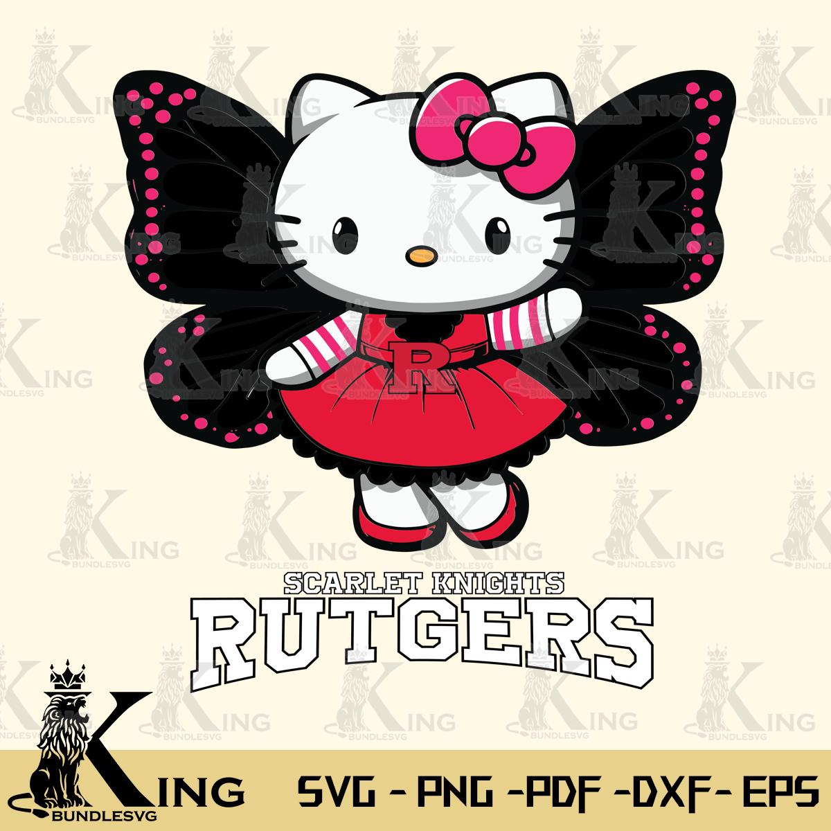 Rutgers Scarlet Knights Whimsical Kitty Wings Svg Eps Dxf Png File, Digital Download
