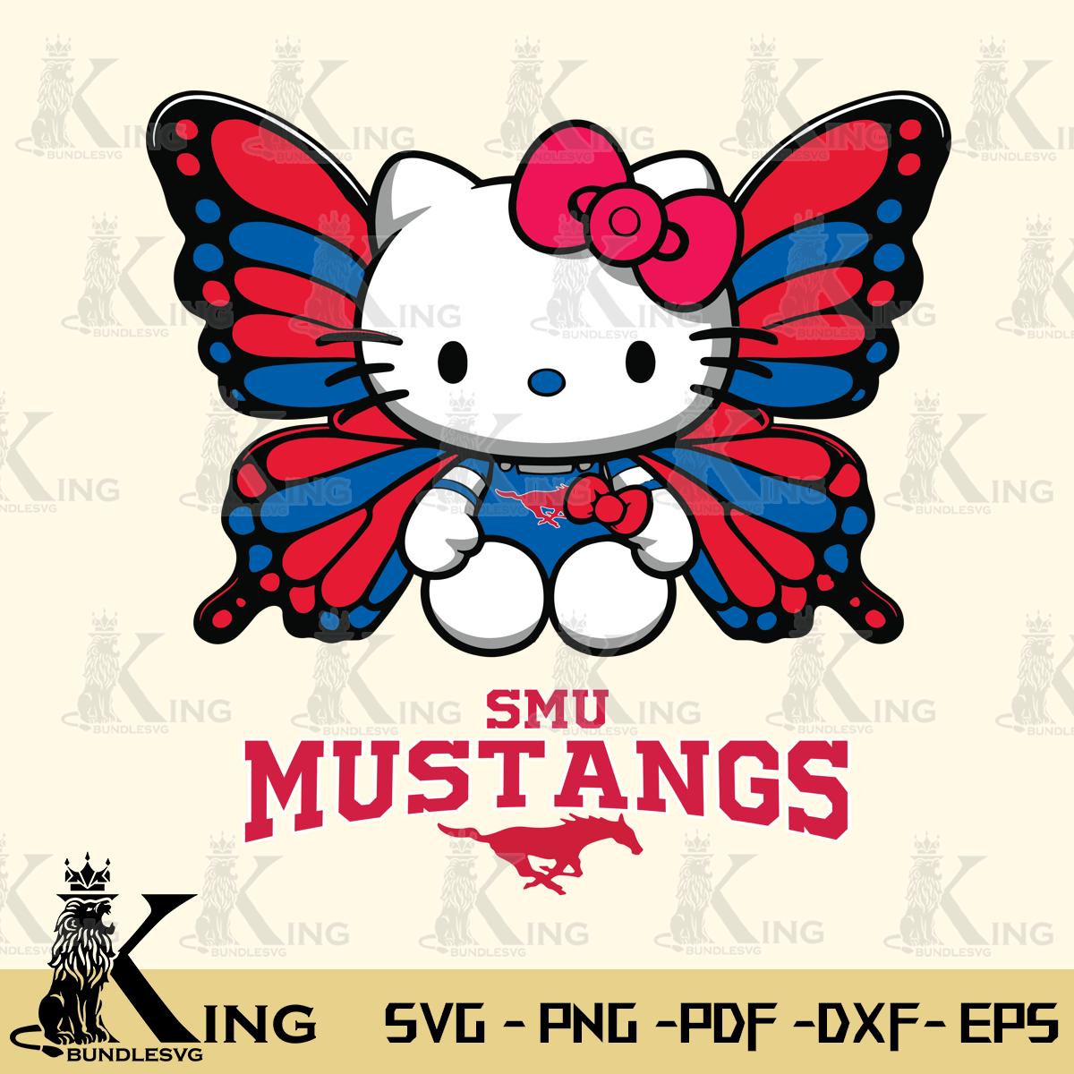 SMU Mustangs Butterfly Kitty Delight Svg Eps Dxf Png File, Digital Download
