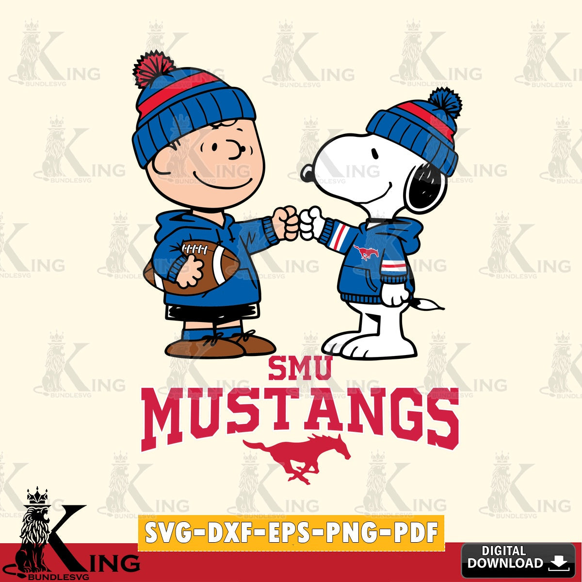SMU Mustangs CharlieBrown Football Fist Bump SVG, Cricut, Cut file , Digital Download , Instant Download, Peanuts svg, NCAA svg, Football svg, Sport svg