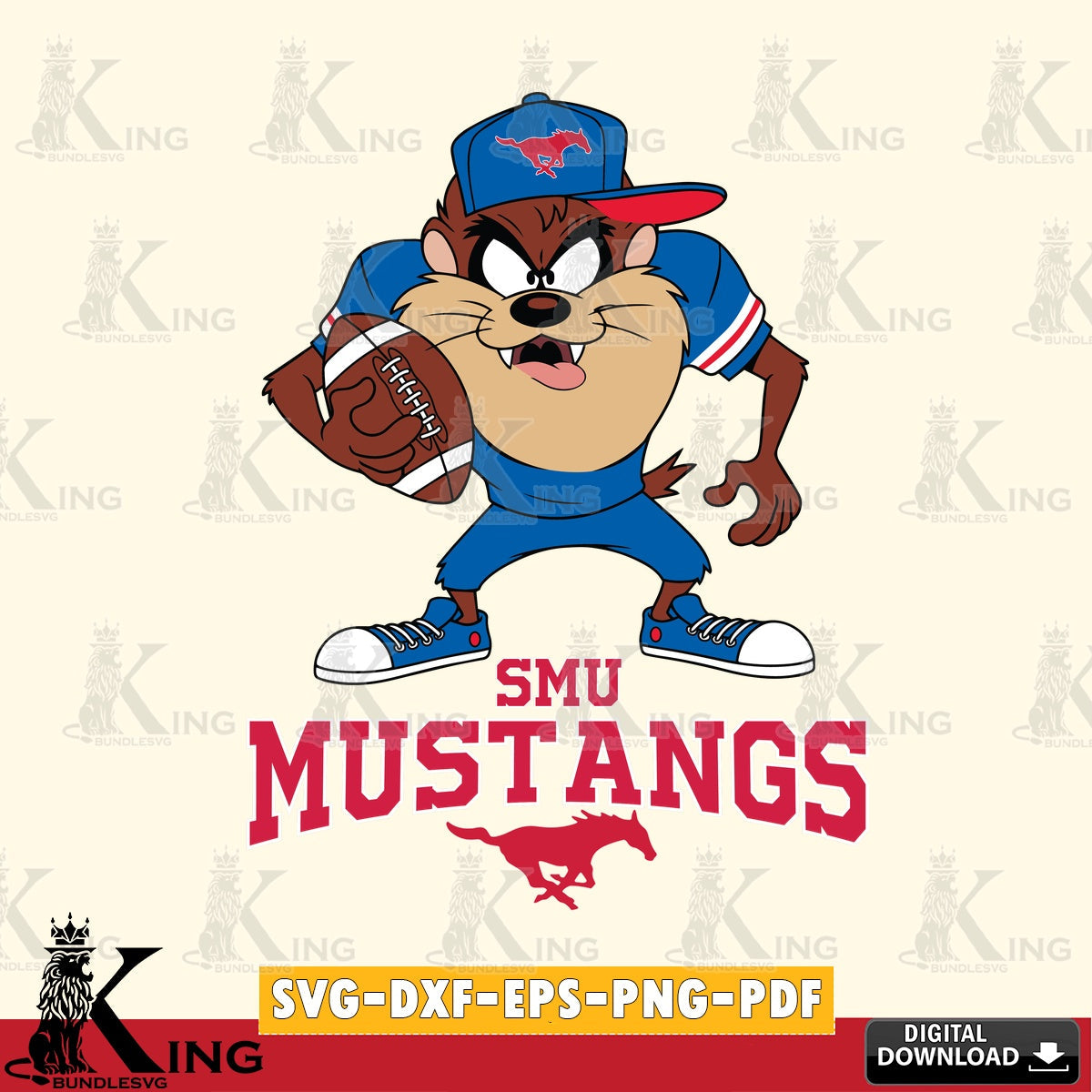 SMU Mustangs Đồng phục bóng đá Taz SVG file, Cut file , Digital Download , Instant Download, Taz svg, NCAA svg