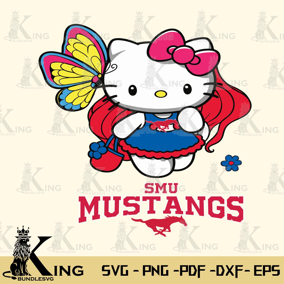 SMU Mustangs Kitty Cartoon Svg Eps Dxf Png File, Digital Download
