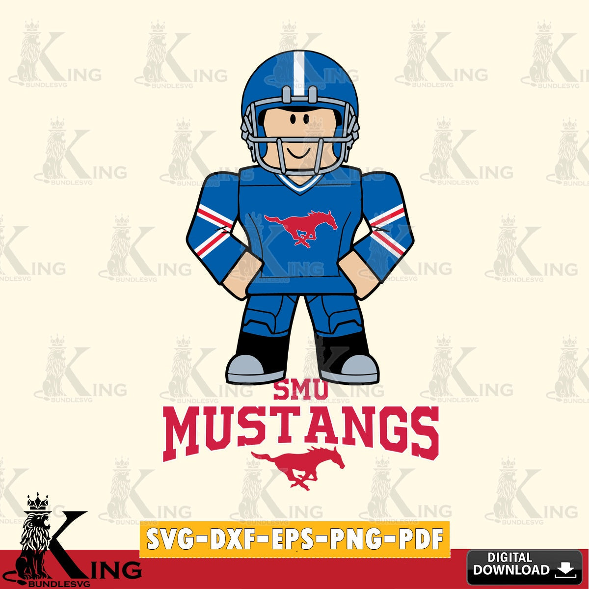SMU Mustangs Roblox Cool Football SVG file , NCAA Cricut, File cut , Digital Download , PDF File