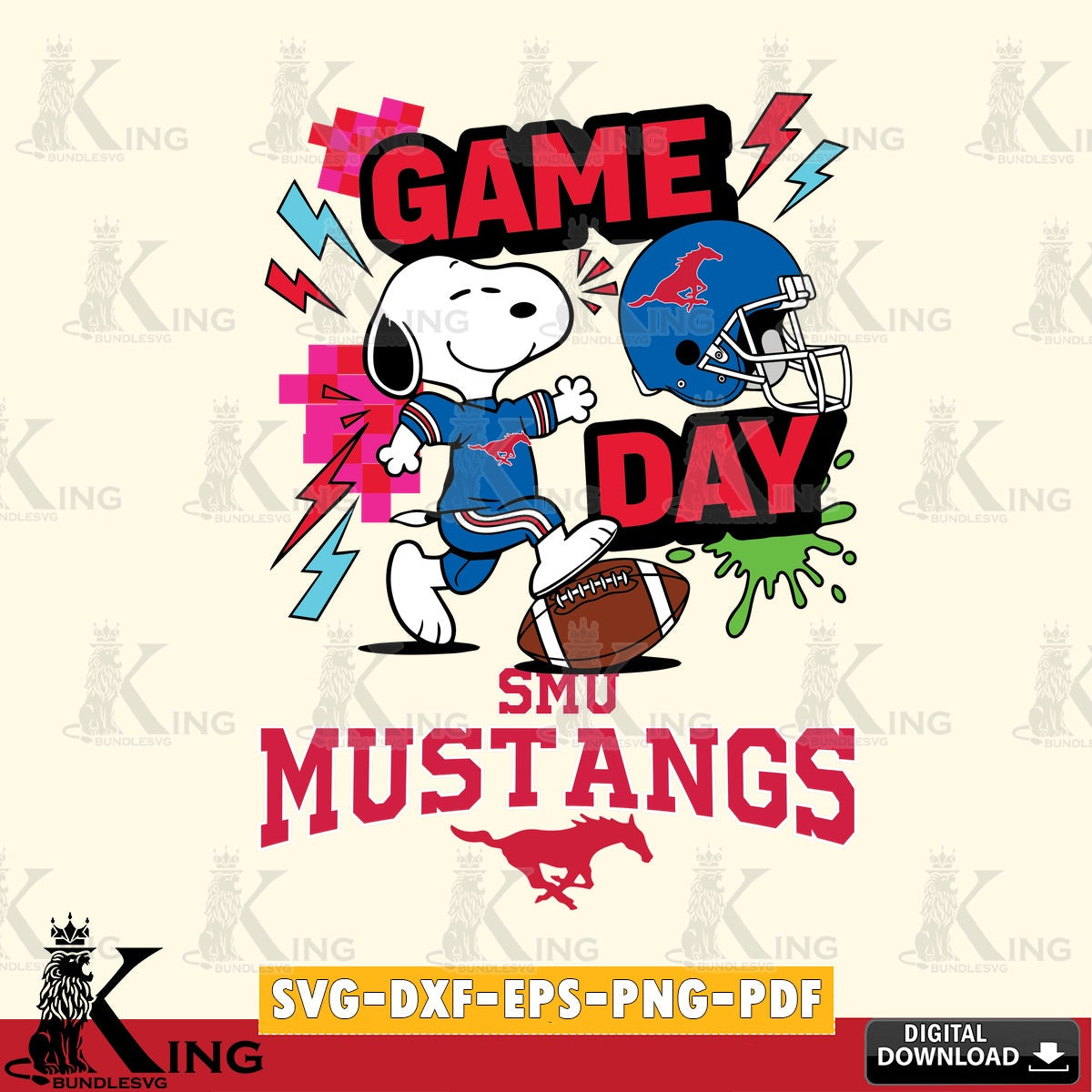 SMU Mustangs Snoopy Game day SVG, Cricut, Cut file , Digital Download , Instant Download, Peanuts svg, NCAA svg, Football svg, Sport svg