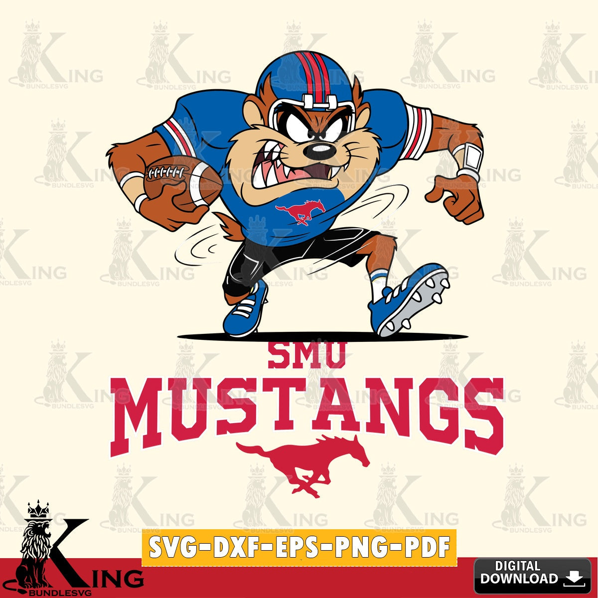 SMU Mustangs Taz Football Helmet SVG file, Cut file , Digital Download , Instant Download, Taz svg, NCAA svg