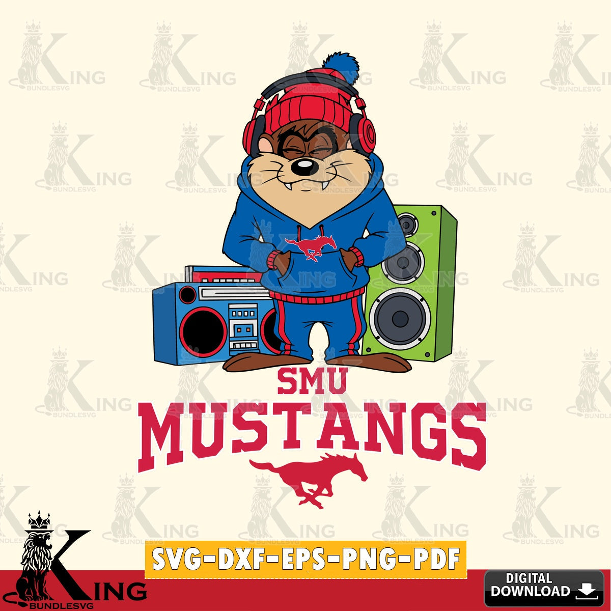 SMU Mustangs Taz Hip Hop SVG file, Cut file , Digital Download , Instant Download, Taz svg, NCAA svg