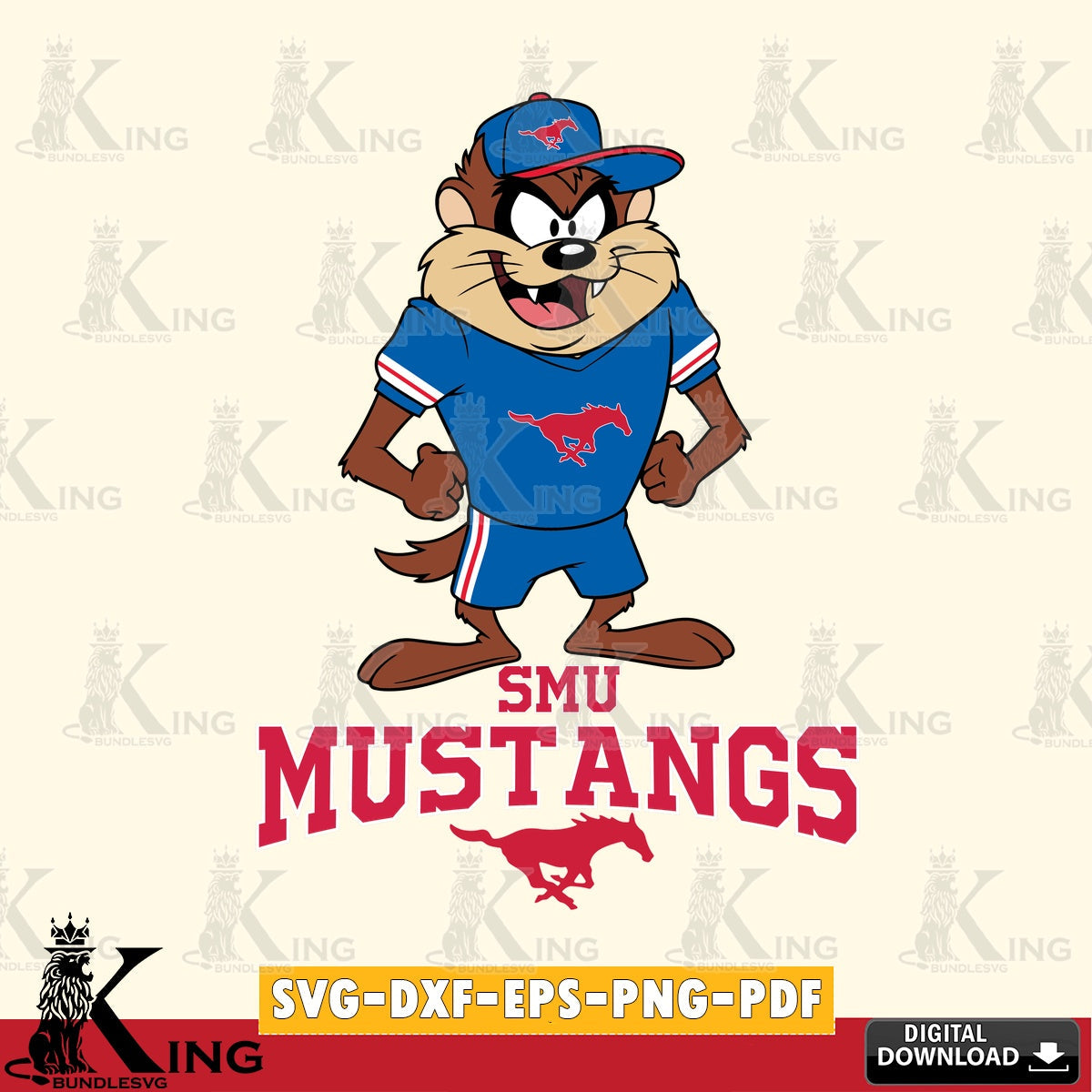 SMU Mustangs Taz Standing Pose SVG file, Cut file , Digital Download , Instant Download, Taz svg, NCAA svg