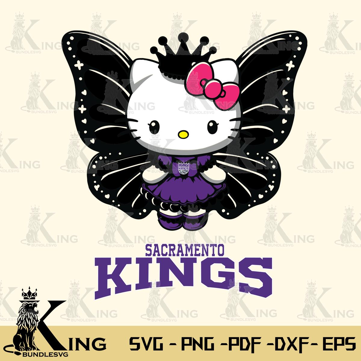 Sacramento Kings Kitty Wings & Flowers Svg Eps Dxf Png File, Digital Download