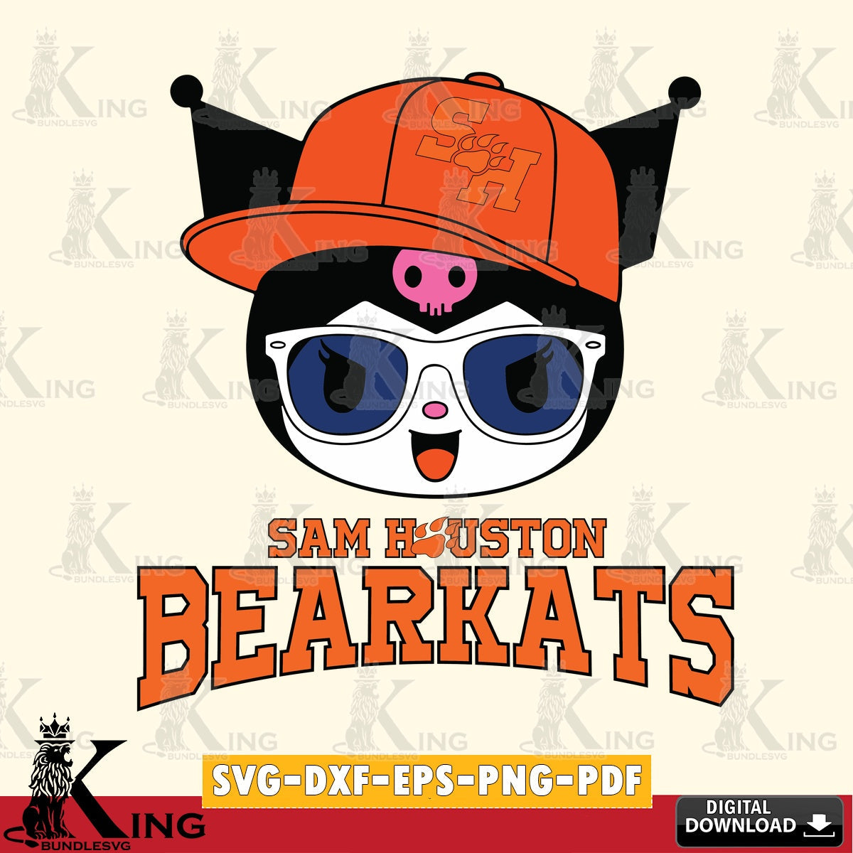 Sam Houston Bearkats Kuromi Football Cool SVG file, Cricut, Cut file , Digital Download , Instant Download, Sanrio svg, Clipart